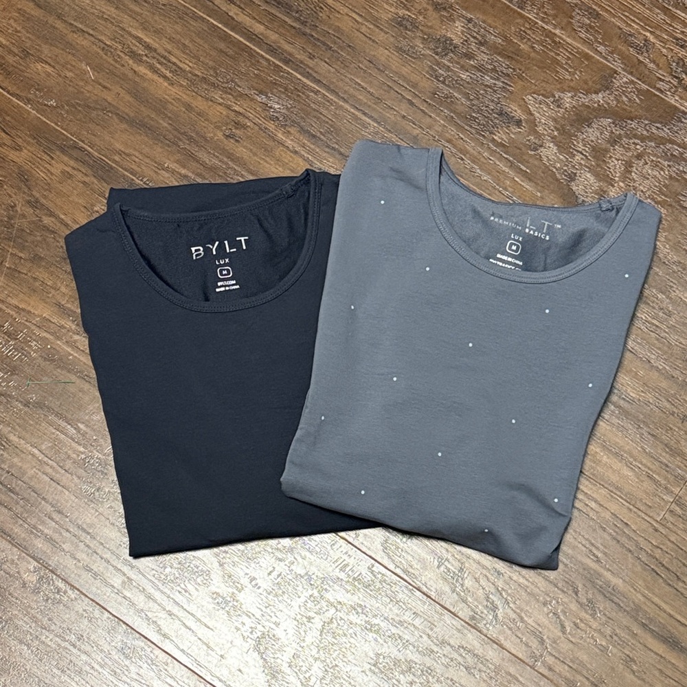 BYLT Lot of 2 Premium Basics Lux Drop-Cut Tee Short Sleeve Shirt